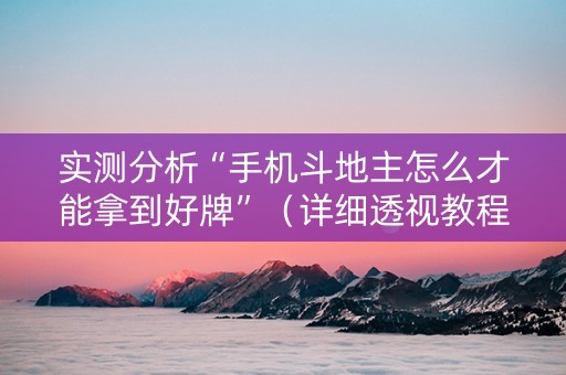 实测分析“手机斗地主怎么才能拿到好牌”（详细透视教程）-哔哩哔哩