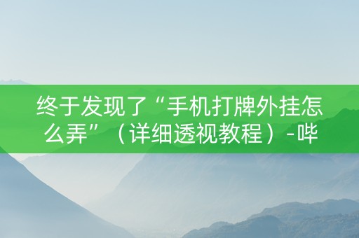 终于发现了“手机打牌外挂怎么弄”（详细透视教程）-哔哩哔哩