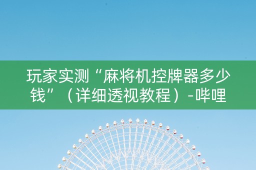玩家实测“麻将机控牌器多少钱”（详细透视教程）-哔哩哔哩