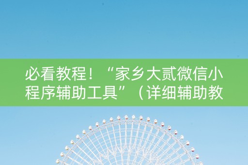 必看教程！“家乡大贰微信小程序辅助工具”（详细辅助教程）-哔哩哔哩