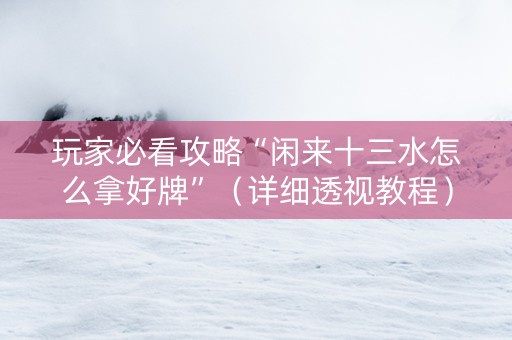 玩家必看攻略“闲来十三水怎么拿好牌”（详细透视教程）-哔哩哔哩