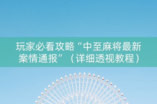 玩家必看攻略“中至麻将最新案情通报”（详细透视教程）-哔哩哔哩