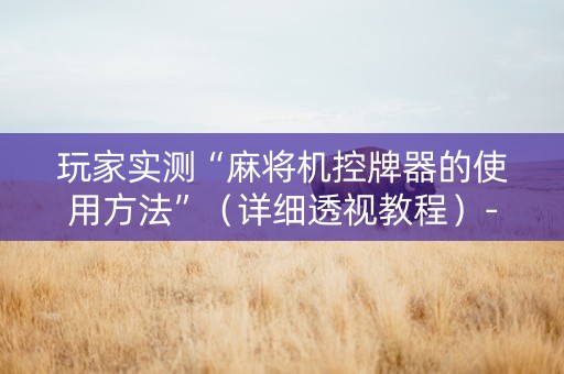 玩家实测“麻将机控牌器的使用方法”（详细透视教程）-哔哩哔哩