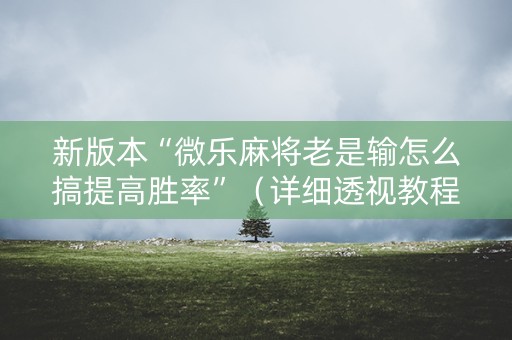 新版本“微乐麻将老是输怎么搞提高胜率”（详细透视教程）-哔哩哔哩