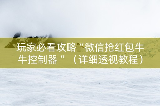 玩家必看攻略“微信抢红包牛牛控制器 ”（详细透视教程）-哔哩哔哩