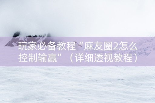 玩家必备教程“麻友圈2怎么控制输赢”（详细透视教程）-哔哩哔哩
