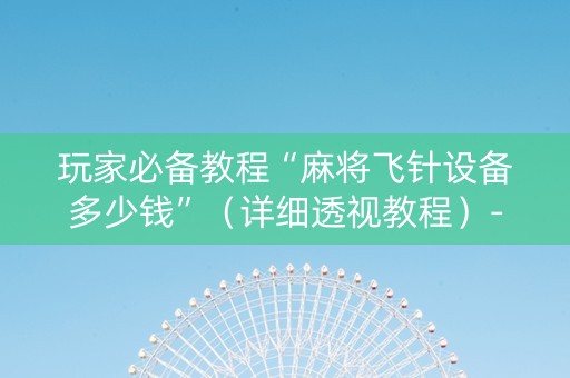 玩家必备教程“麻将飞针设备多少钱”（详细透视教程）-哔哩哔哩