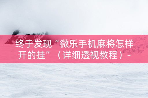 终于发现“微乐手机麻将怎样开的挂”（详细透视教程）-哔哩哔哩