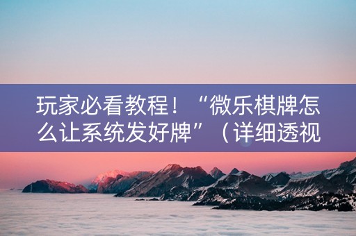 玩家必看教程！“微乐棋牌怎么让系统发好牌”（详细透视教程）-哔哩哔哩