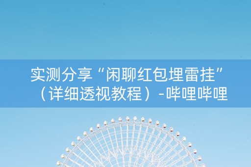 实测分享“闲聊红包埋雷挂”（详细透视教程）-哔哩哔哩