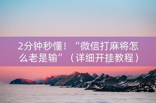 2分钟秒懂！“微信打麻将怎么老是输”（详细开挂教程）-哔哩哔哩