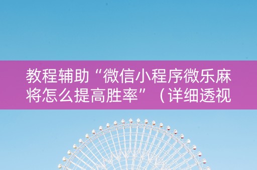 教程辅助“微信小程序微乐麻将怎么提高胜率”（详细透视教程）-哔哩哔哩