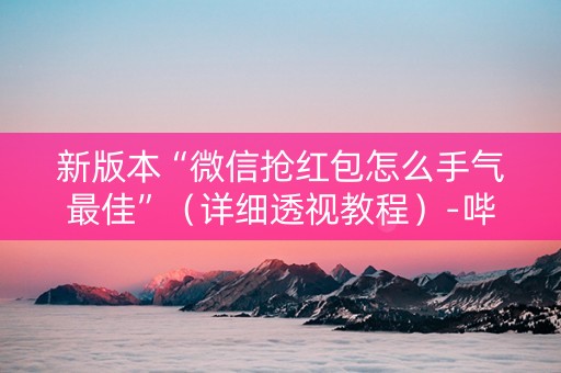 新版本“微信抢红包怎么手气最佳”（详细透视教程）-哔哩哔哩