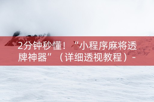 2分钟秒懂！“小程序麻将透牌神器”（详细透视教程）-哔哩哔哩