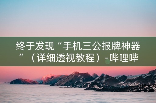 终于发现“手机三公报牌神器”（详细透视教程）-哔哩哔哩