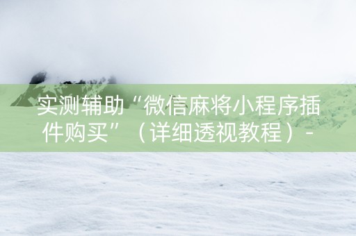 实测辅助“微信麻将小程序插件购买”（详细透视教程）-哔哩哔哩
