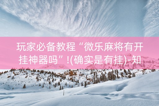 玩家必备教程“微乐麻将有开挂神器吗”!(确实是有挂)-知乎