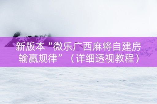新版本“微乐广西麻将自建房输赢规律”（详细透视教程）-哔哩哔哩