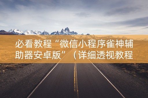 必看教程“微信小程序雀神辅助器安卓版”（详细透视教程）-哔哩哔哩