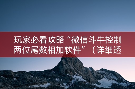 玩家必看攻略“微信斗牛控制两位尾数相加软件”（详细透视教程）-哔哩哔哩