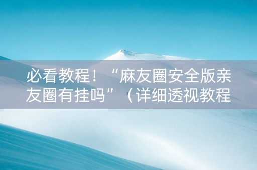 必看教程！“麻友圈安全版亲友圈有挂吗”（详细透视教程）-哔哩哔哩