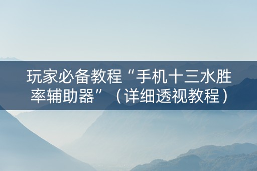 玩家必备教程“手机十三水胜率辅助器”（详细透视教程）-哔哩哔哩