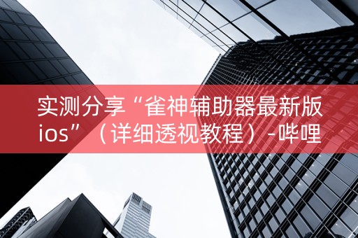 实测分享“雀神辅助器最新版ios”（详细透视教程）-哔哩哔哩