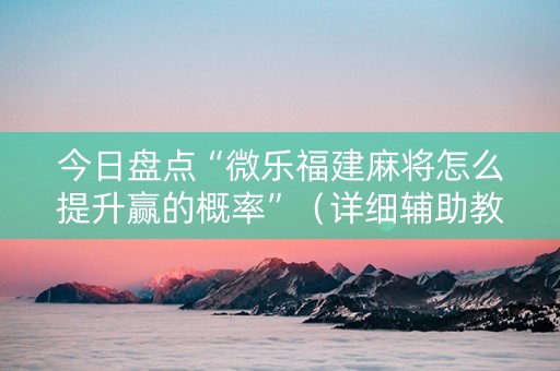 今日盘点“微乐福建麻将怎么提升赢的概率”（详细辅助教程）-哔哩哔哩