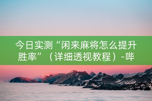 今日实测“闲来麻将怎么提升胜率”（详细透视教程）-哔哩哔哩