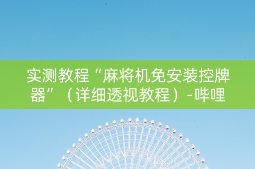 实测教程“麻将机免安装控牌器”（详细透视教程）-哔哩哔哩