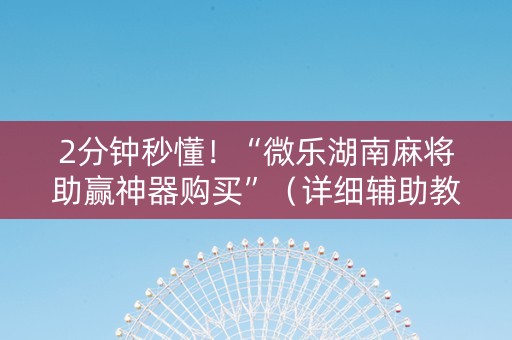 2分钟秒懂！“微乐湖南麻将助赢神器购买”（详细辅助教程）-哔哩哔哩