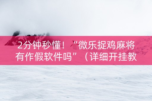 2分钟秒懂！“微乐捉鸡麻将有作假软件吗”（详细开挂教程）-哔哩哔哩