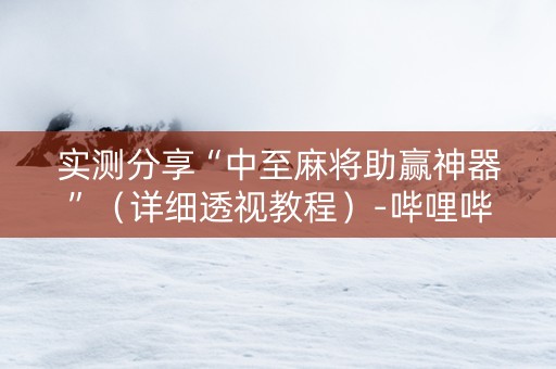 实测分享“中至麻将助赢神器”（详细透视教程）-哔哩哔哩