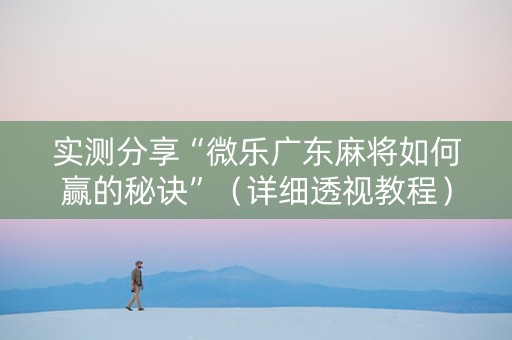 实测分享“微乐广东麻将如何赢的秘诀”（详细透视教程）-哔哩哔哩