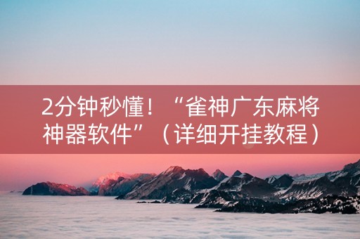 2分钟秒懂！“雀神广东麻将神器软件”（详细开挂教程）-哔哩哔哩