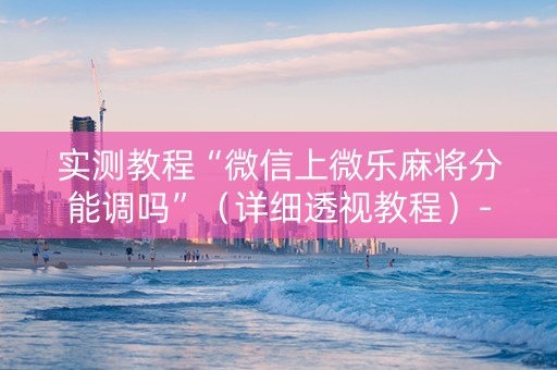实测教程“微信上微乐麻将分能调吗”（详细透视教程）-哔哩哔哩