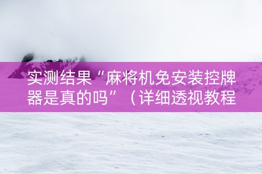 实测结果“麻将机免安装控牌器是真的吗”（详细透视教程）-哔哩哔哩