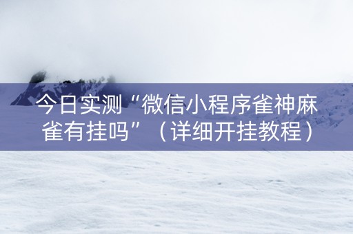 今日实测“微信小程序雀神麻雀有挂吗”（详细开挂教程）-哔哩哔哩