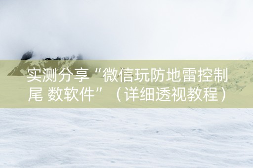 实测分享“微信玩防地雷控制尾 数软件”（详细透视教程）-哔哩哔哩