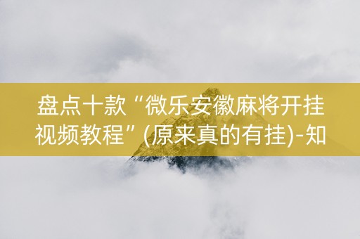 盘点十款“微乐安徽麻将开挂视频教程”(原来真的有挂)-知乎