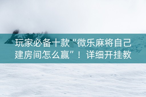玩家必备十款“微乐麻将自己建房间怎么赢”！详细开挂教程（确实真的有挂)-知乎