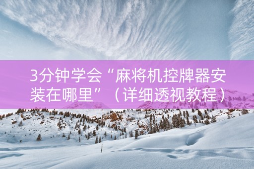 3分钟学会“麻将机控牌器安装在哪里”（详细透视教程）-哔哩哔哩