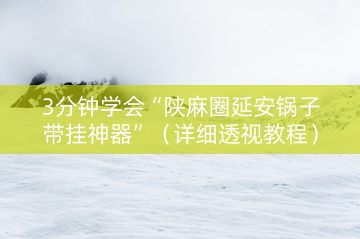 3分钟学会“陕麻圈延安锅子带挂神器”（详细透视教程）-哔哩哔哩