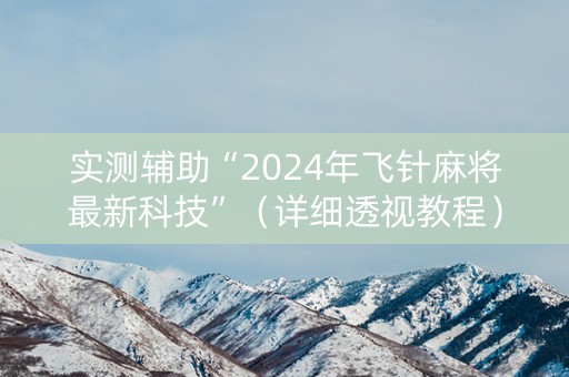 实测辅助“2024年飞针麻将最新科技”（详细透视教程）-哔哩哔哩