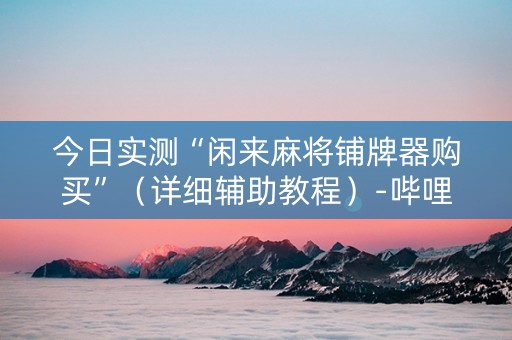 今日实测“闲来麻将铺牌器购买”（详细辅助教程）-哔哩哔哩