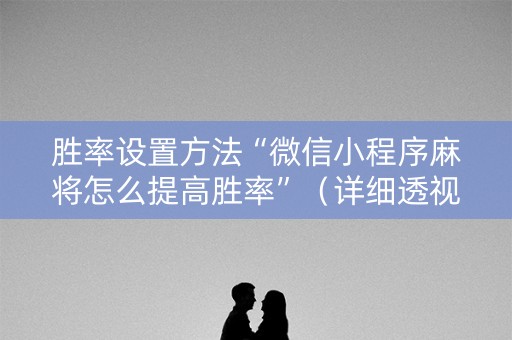 胜率设置方法“微信小程序麻将怎么提高胜率”（详细透视教程）-哔哩哔哩
