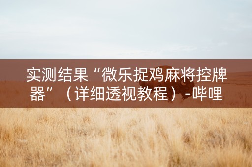 实测结果“微乐捉鸡麻将控牌器”（详细透视教程）-哔哩哔哩