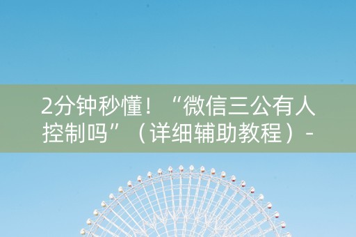 2分钟秒懂！“微信三公有人控制吗”（详细辅助教程）-哔哩哔哩