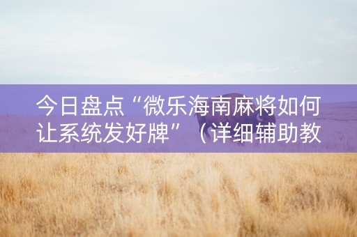 今日盘点“微乐海南麻将如何让系统发好牌”（详细辅助教程）-哔哩哔哩