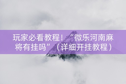 玩家必看教程！“微乐河南麻将有挂吗”（详细开挂教程）-哔哩哔哩